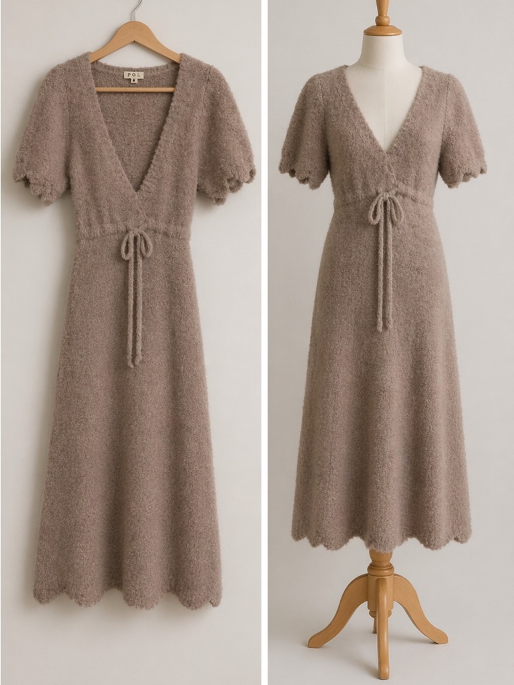 POL Fleece Soft Maxi Dress in Light Taupe Size Small New - Picture 16 of 16